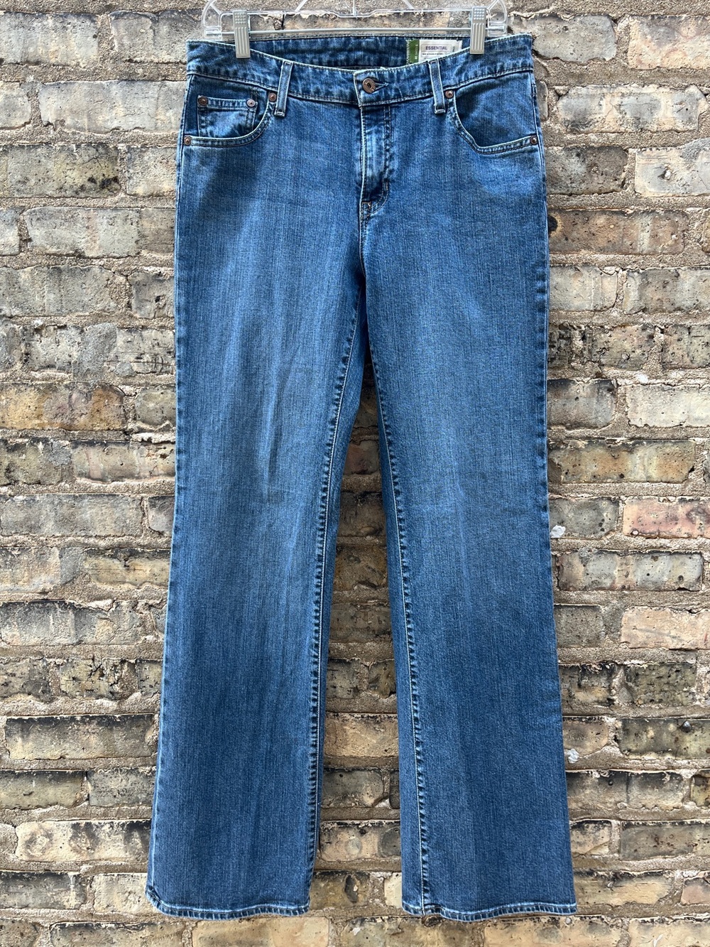 GAP Essential Straight Wide Leg Blue Denim Jeans Stretch Size 8L